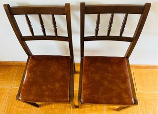 2 Sillas Madera Antiguas Asiento Scay