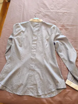 Camisa Zara Rayas Cuello Mao Talla M/L