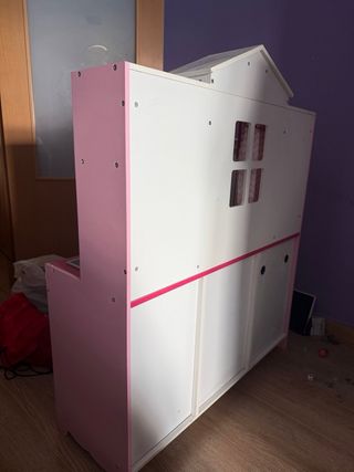 Cocinita de juguete rosa y blanca 82x30x100 cm