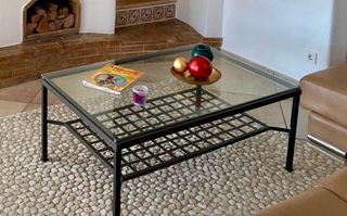 Mesa de centro cristal y metal