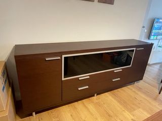 Buffet aparador 210 cm madera y cristal