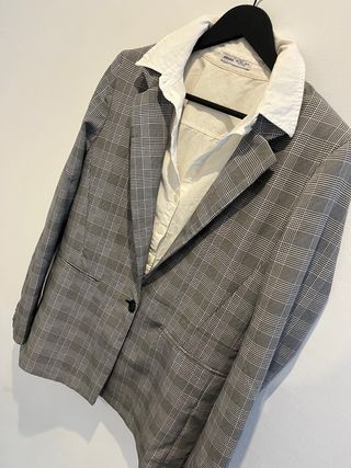 Ameriana Bershka Blazer Gris Cuadros