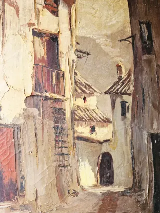 Cuadro al óleo paisaje urbano