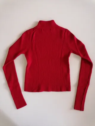 Jersey canalé rojo y jersey canalé Beige