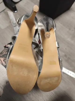 Sandalias Maripaz plateadas plataforma tacón