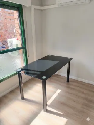 Mesa de comedor cristal y metal 100x140