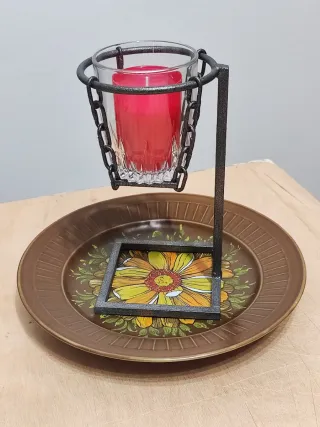 Portacandele con piattino decorato