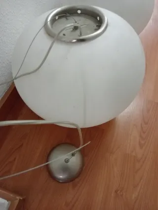 7 Lámparas esfera cristal y soporte de metal  inox