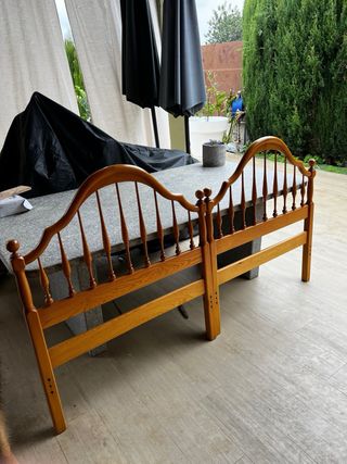 2 Camas 90x180 cm Metal/Madera