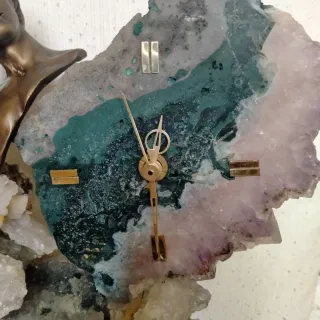 Figura Bronce Pareja Cuarzo Mármol Reloj