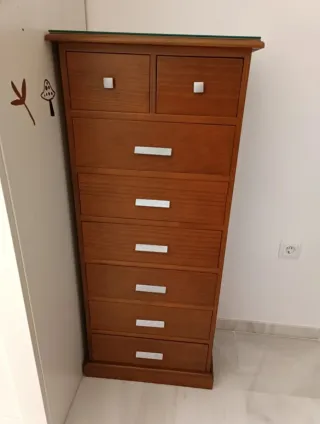 Cómoda Sinfonier Madera Nogal Estrecha