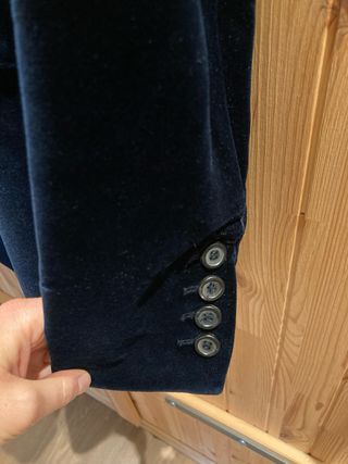 Blazer Terciopelo Zara Negro Doble Botonadura