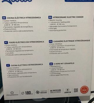 Cocina Vitrocerámica Jata 2000W