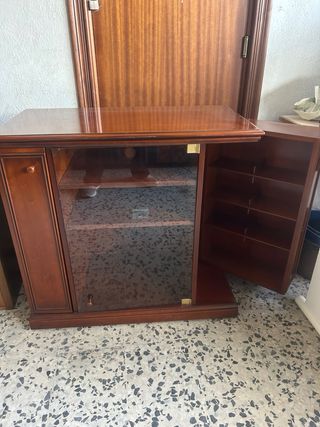 Mueble TV madera y cristal