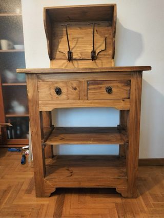 Mueble recibidor rústico madera con perchero