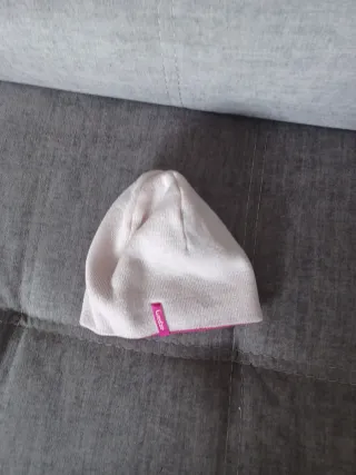 Gorro de lana rosa para niña 2 colores reversible