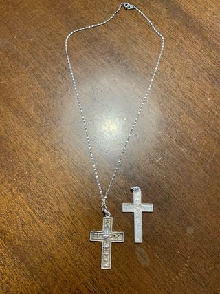 Collar y colgante cruz plata