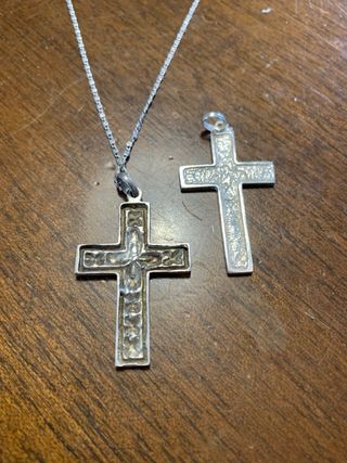 Collar y colgante cruz plata