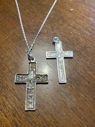 Collar y colgante cruz plata