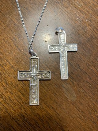 Collar y colgante cruz plata