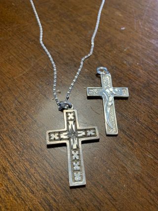 Collar y colgante cruz plata