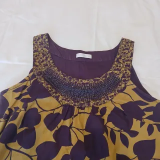 Vestido Verano Promod Talla 44 Morado/Amarillo
