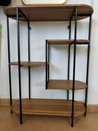 Estantería recibidor madera y metal Ligera y nueva