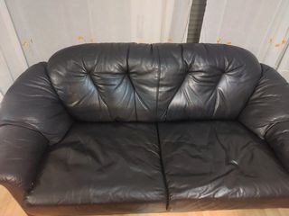 Sofá cama de piel negro