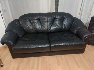 Sofá cama de piel negro