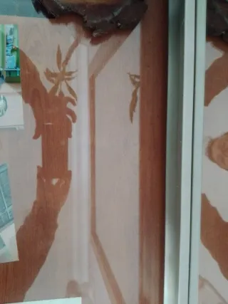 Cómoda de madera y cristal