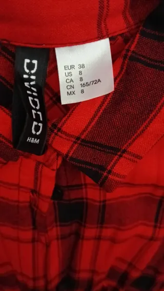 Camisa cuadros roja y negra larga
