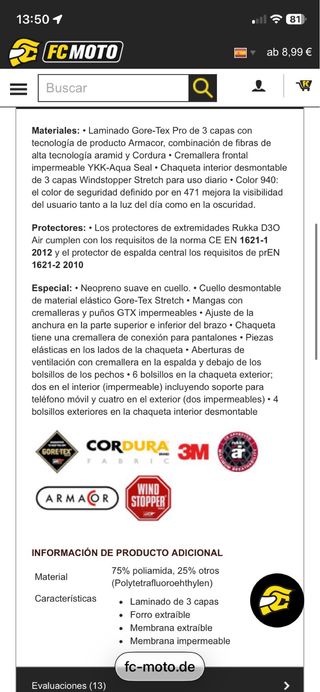 Chaqueta Rukka Gore-Tex Pro Laminada Negra tall 52