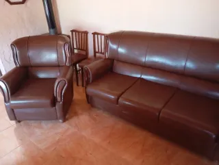 Sofá y 2 sillones skay marrón