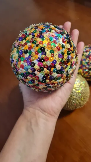 Bolas decorativas artesanales lentejuelas