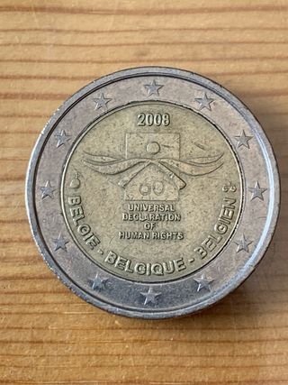 Moneda 2€ Bélgica 2008 Derechos Humanos