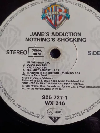 Jane's Addiction Nothing's Shocking LP
