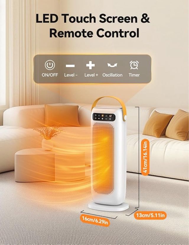 NUEVO Riscaldatore PTC 1500W con Comando e Oscillazione Eco