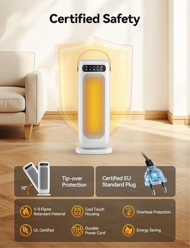 NUEVO Riscaldatore PTC 1500W con Comando e Oscillazione Eco