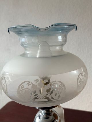 2 Lámparas de mesa vintage cristal y metal