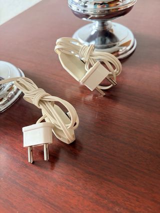 2 Lámparas de mesa vintage cristal y metal