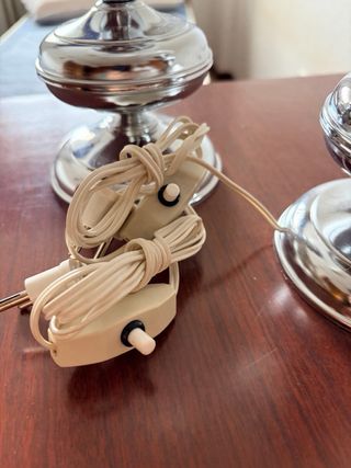 2 Lámparas de mesa vintage cristal y metal