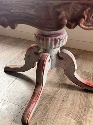 Mesa redonda Isabelina marquetería antigua