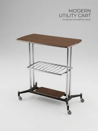 Mesa auxiliar Mid Century madera y metal