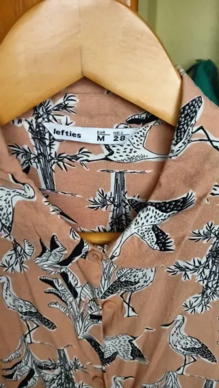 Camisa salmón estampada manga larga