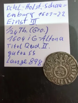 Holstein-Schaumburg 1/24 Thaler 1604 plata
