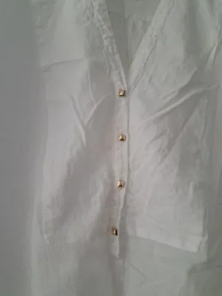Blusa Zara Blanca Talla 42-44 algodón