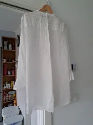 Blusa Zara Blanca Talla 42-44 algodón