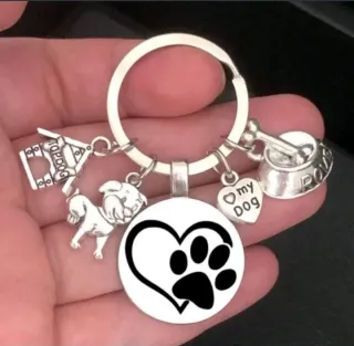 Portachiavi cuore zampa cane/gatto