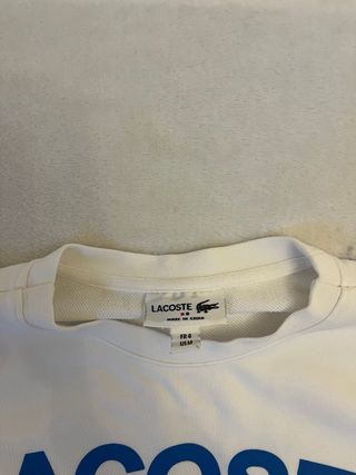 Felpa Lacoste bianca con coccodrillo blu