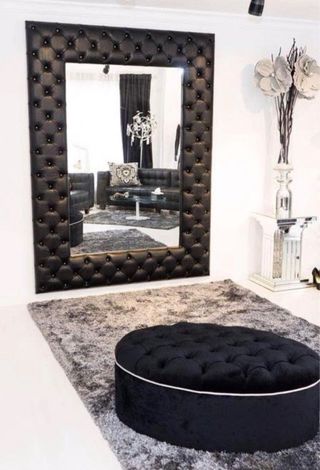 Puff Ovalado Negro Terciopelo